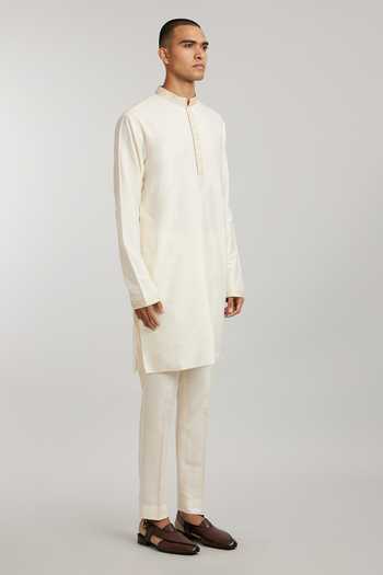 Buy Bubber Couture Off White Cotton, Silk Embroidery Alessio Collar Printed Kurta And Pant Set Online at Aza Fashions Buy_Bubber Couture_Off White Cotton, Silk Embroidery Alessio Collar Printed Kurta And Pant Set _Online_at_Aza_Fashions