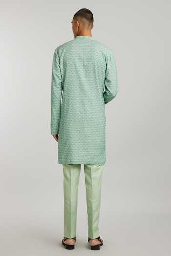 Shop Bubber Couture Green Cotton Alexandrio Falcon Print Kurta And Pant Set at Aza Fashions Shop_Bubber Couture_Green Cotton Alexandrio Falcon Print Kurta And Pant Set _at_Aza_Fashions