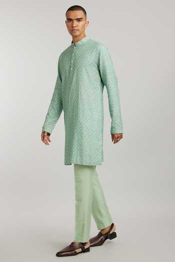 Bubber Couture Green Cotton Alexandrio Falcon Print Kurta And Pant Set Online at Aza Fashions Bubber Couture_Green Cotton Alexandrio Falcon Print Kurta And Pant Set _Online_at_Aza_Fashions