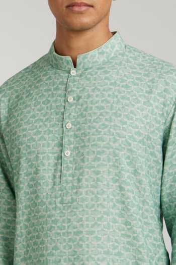 Buy Bubber Couture Green Cotton Alexandrio Falcon Print Kurta And Pant Set Online at Aza Fashions Buy_Bubber Couture_Green Cotton Alexandrio Falcon Print Kurta And Pant Set _Online_at_Aza_Fashions