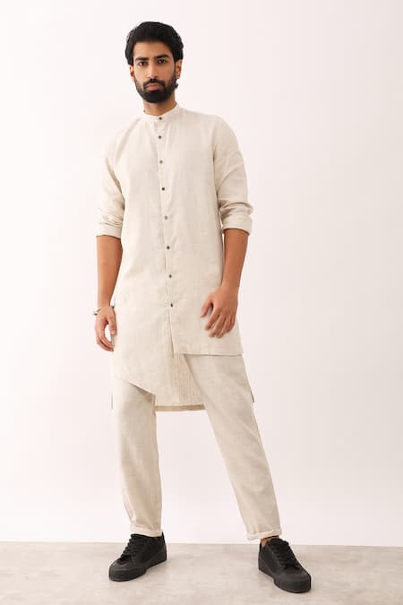Son of A Noble Snob Sorav High-Low Linen Kurta Set 