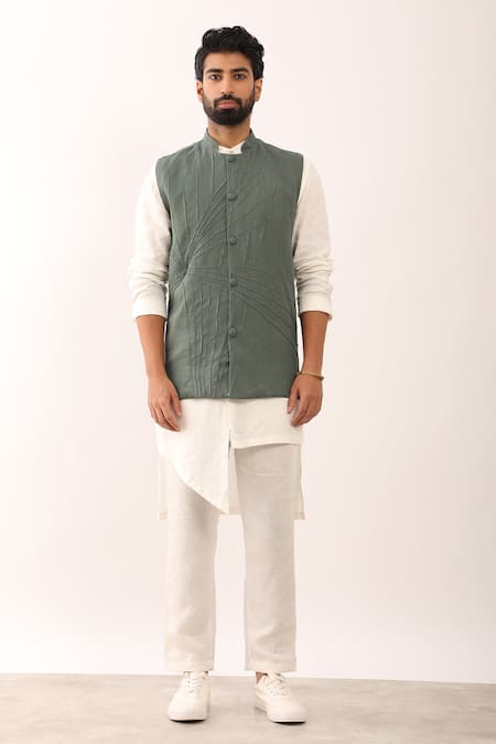 Son of A Noble Snob Alok Panelled Linen Kurta Set 