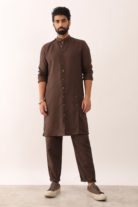 Son of A Noble Snob Alok Linen Straight Kurta Set 