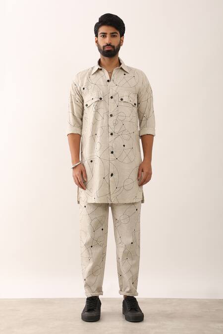 Buy Son Of A Noble Snob Ivory Linen Embroidery Kabir Cosmos Printed Shirt And Pant Set Online at Aza Fashions Buy_Son Of A Noble Snob_Ivory Linen Embroidery Kabir Cosmos Printed Shirt And Pant Set _Online_at_Aza_Fashions