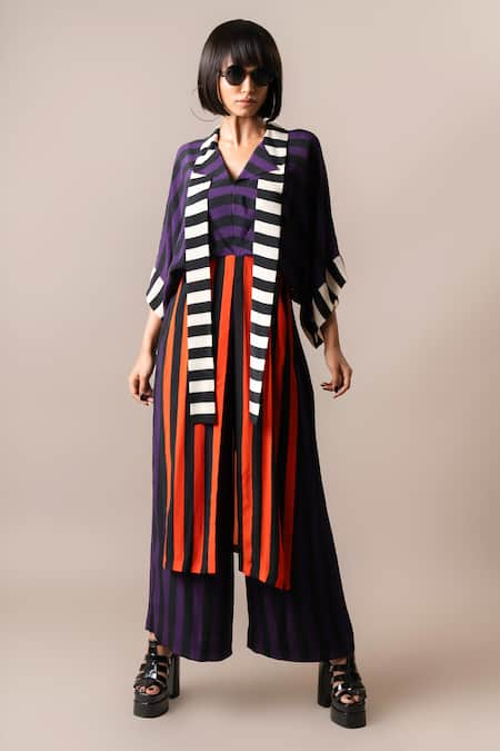 Nupur Kanoi Stripe Print Long Top & Pyjama Set 