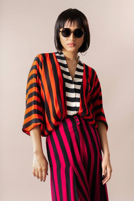 Shop_Nupur Kanoi_Multi Color Crepe V-neck Stripe Print Block Jumpsuit_Online_at_Aza_Fashions