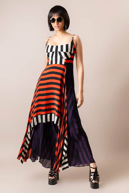 Nupur Kanoi Stripe Digital Print Bustier Dress 
