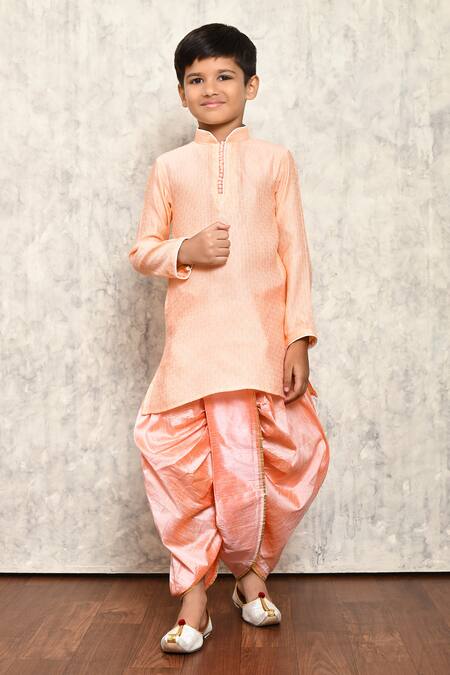 Samyukta Singhania Peach Cotton Geometric Kurta And Dhoti Pant Set 