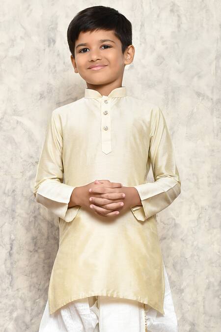 Buy_Petite Pomme_Cream Cotton, Silk Kurta And Dhoti Pant Set _Online_at_Aza_Fashions