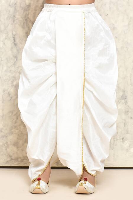 Petite Pomme_Cream Cotton, Silk Kurta And Dhoti Pant Set _at_Aza_Fashions