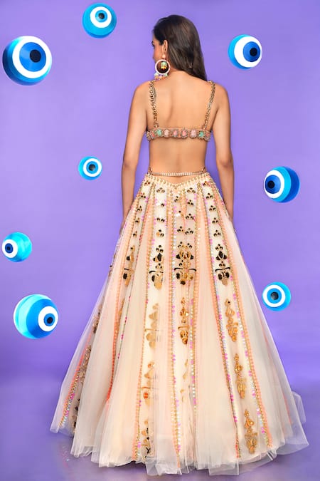 Papa Don't Preach Sparkle Me Fun Stripe Embellished Lehenga Set 