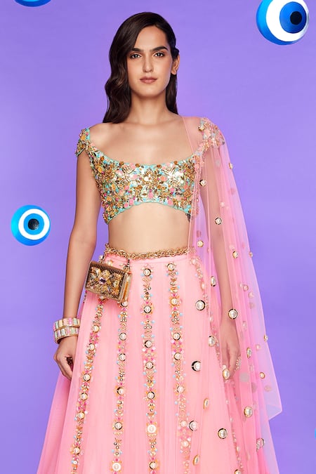 Papa Don't Preach You Who Glass Crystal Embellished Lehenga Set 
