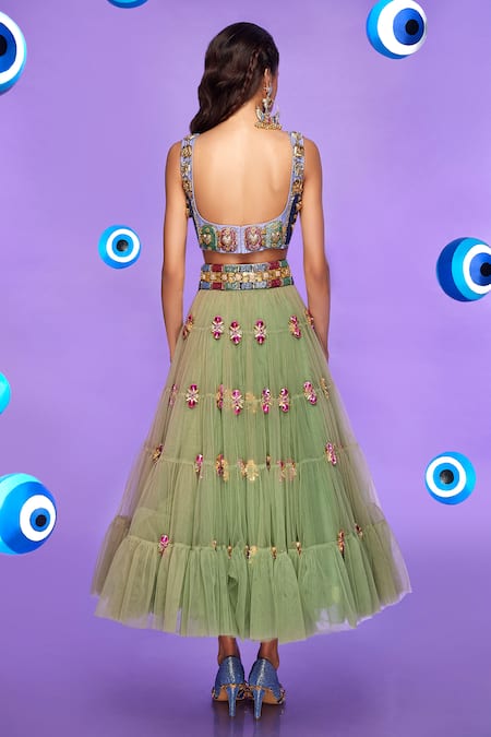 Papa Don't Preach Not Your Babygirl Embellished Bralette & Lehenga Set 