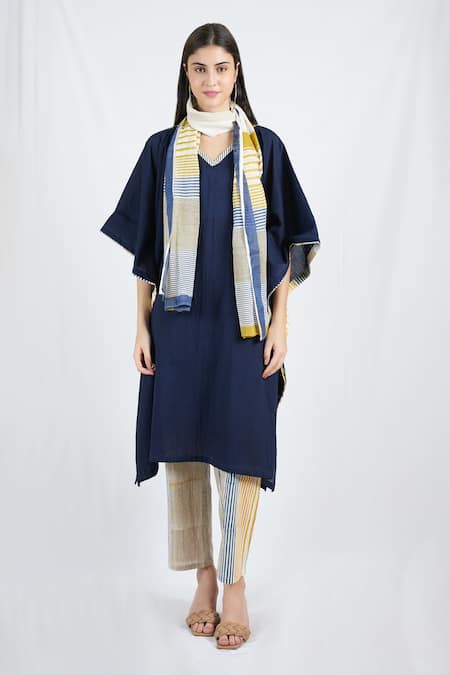 Banana Labs Solid Kaftan Printed Pant Set 