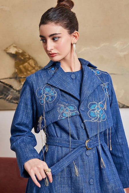 Pozruh by Aiman Phoenix Embroidered Denim Jacket 