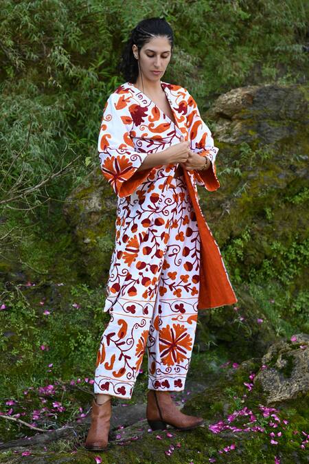 Buy_RAAS LIFE_White Cotton Embroidery Sarad Ben Suzani Trouser _Online_at_Aza_Fashions