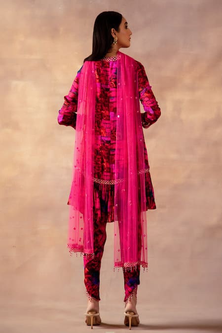 Laxmishriali Printed Ruffle Hem Kurta Dhoti Pant Set 