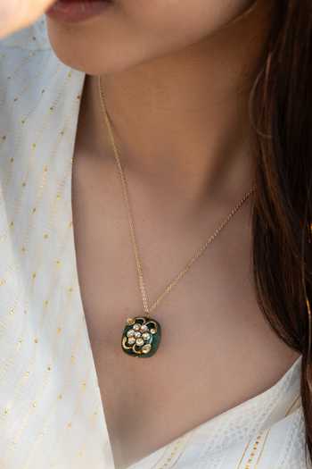 Do Taara_Green Natural Stone Pendant Necklace _Online_at_Aza_Fashions