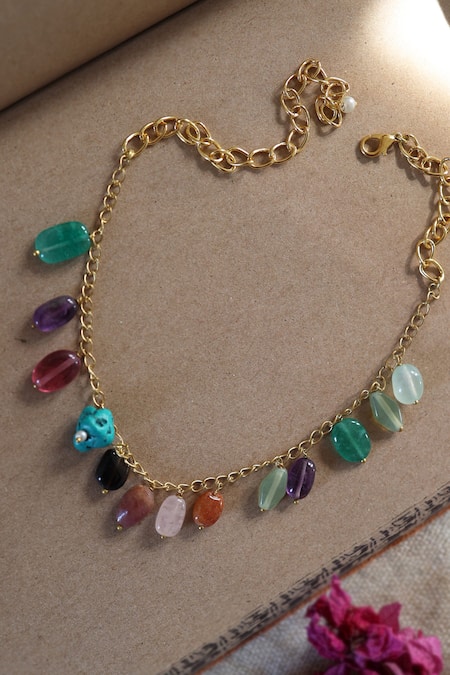 Do Taara Natural Stone Embellished Choker Necklace 