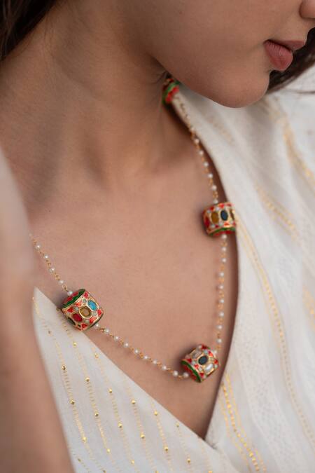 Do Taara Multi Color Natural Stone Embellished Necklace Online at Aza Fashions Do Taara_Multi Color Natural Stone Embellished Necklace _Online_at_Aza_Fashions