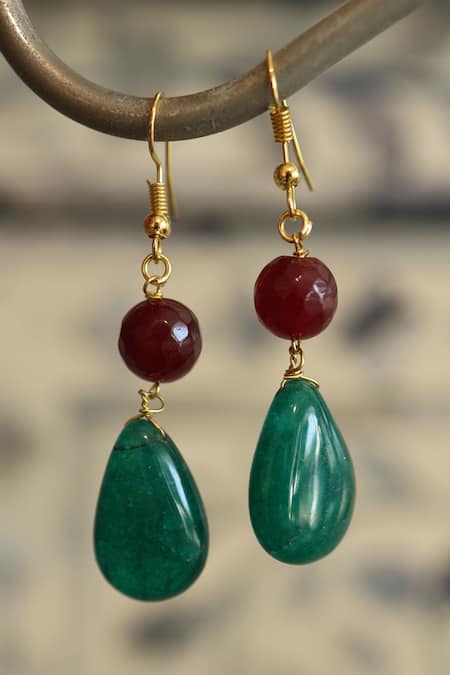 Do Taara Natural Stone Embellished Drop Earrings 