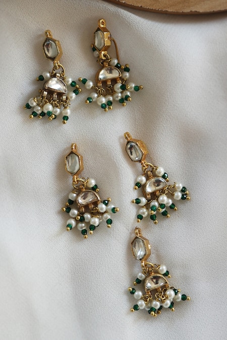 Do Taara Hexa Shaped Kundan Braid Pins - Set Of 5 