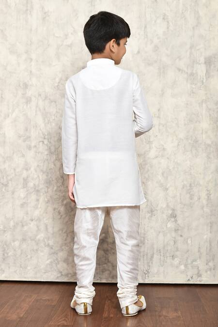 Shop_Samyukta Singhania_White Cotton, Silk Plain Kurta _at_Aza_Fashions