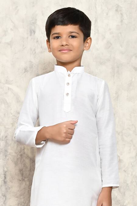Buy_Samyukta Singhania_White Cotton, Silk Plain Kurta _Online_at_Aza_Fashions