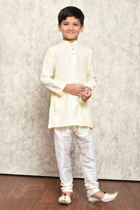 Buy_Petite Pomme_Cream Polyester Embroidery Paisley Pattern Kurta _Online_at_Aza_Fashions