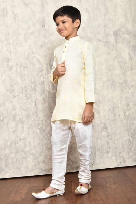 Shop_Petite Pomme_Cream Polyester Embroidery Paisley Pattern Kurta _Online_at_Aza_Fashions