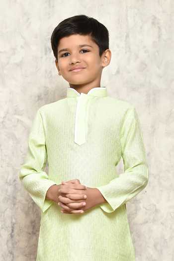 Buy Petite Pomme Green Jacquard Geometric Woven Pattern Kurta Online at Aza Fashions Buy_Petite Pomme_Green Jacquard Geometric Woven Pattern Kurta _Online_at_Aza_Fashions