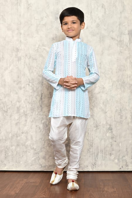 Petite Pomme_Green Georgette Sequins, Mirrors Geometric Pattern Kurta _Online_at_Aza_Fashions