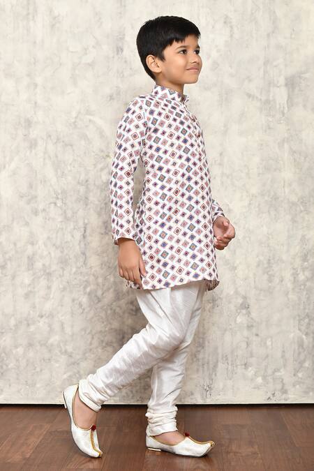 Shop_Petite Pomme_Multi Color Polyester Embroidery Geometric Pattern Short Kurta _Online_at_Aza_Fashions