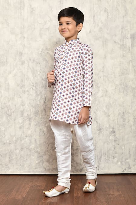 Petite Pomme_Multi Color Polyester Embroidery Geometric Pattern Short Kurta _at_Aza_Fashions