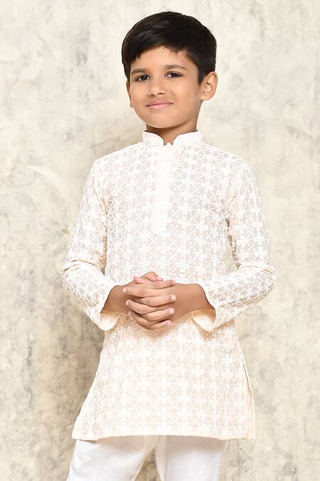 Petite Pomme Pink Cotton Embroidery Jaal Thread Kurta Online at Aza Fashions Petite Pomme_Pink Cotton Embroidery Jaal Thread Kurta _Online_at_Aza_Fashions