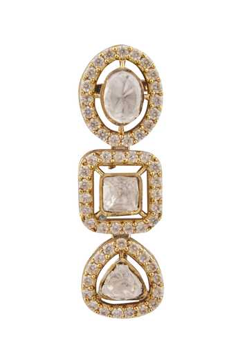 Shop_Vivinia By Vidhi Mehra_Gold Plated Crystals, Diamonds Kundan Layered Necklace Set _Online_at_Aza_Fashions