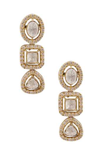 Vivinia By Vidhi Mehra_Gold Plated Crystals, Diamonds Kundan Layered Necklace Set _at_Aza_Fashions