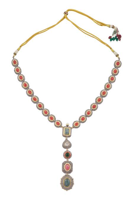 Buy Vivinia By Vidhi Mehra Multi Color Beads, Zari Zircon And Beaded Long Necklace Set Online at Aza Fashions Buy_Vivinia By Vidhi Mehra_Multi Color Beads, Zari Zircon And Beaded Long Necklace Set _Online_at_Aza_Fashions