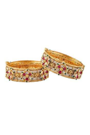 Vivinia By Vidhi Mehra Semi-Precious Stones Embellished Bangles - Set of 2 