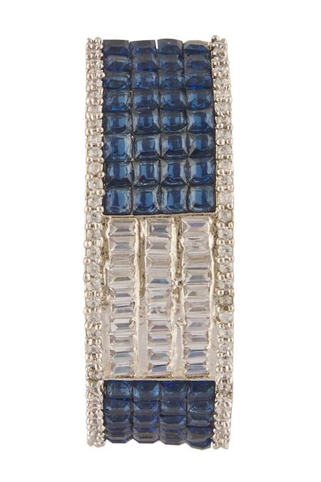 Vivinia By Vidhi Mehra Blue Zari Zircon Diamond Embellished Hoop Earrings at Aza Fashions Vivinia By Vidhi Mehra_Blue Zari Zircon Diamond Embellished Hoop Earrings _at_Aza_Fashions