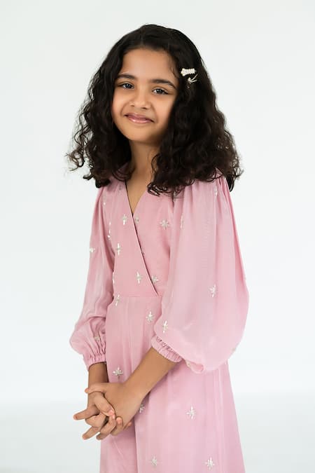 EASE Pink Crepe Embroidery Butti Ombre Jumpsuit Online at Aza Fashions EASE_Pink Crepe Embroidery Butti Ombre Jumpsuit _Online_at_Aza_Fashions