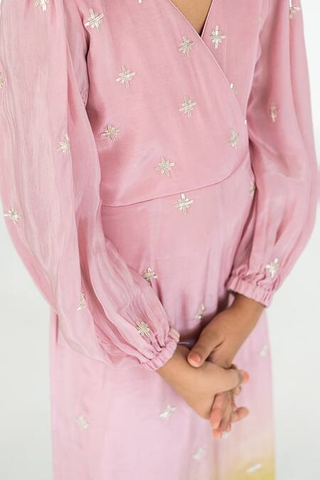 Buy EASE Pink Crepe Embroidery Butti Ombre Jumpsuit Online at Aza Fashions Buy_EASE_Pink Crepe Embroidery Butti Ombre Jumpsuit _Online_at_Aza_Fashions