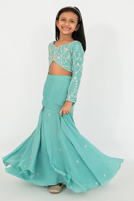 EASE Flower Vine Embroidered Blouse Lehenga Set 