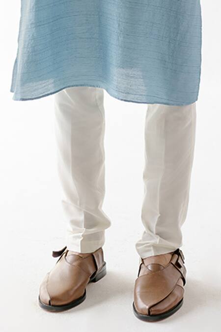 Roohbyridhimaa Blue Cotton, Silk Zari Aitbaar Embroidered Placket Kurta Set Online at Aza Fashions Roohbyridhimaa_Blue Cotton, Silk Zari Aitbaar Embroidered Placket Kurta Set _Online_at_Aza_Fashions