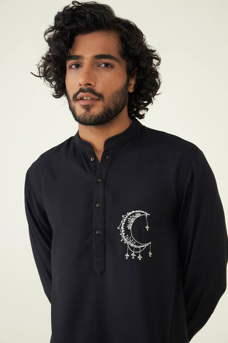 Buy Roohbyridhimaa Black Silk, Rayon Embroidery, Zari Mohtaab Placement Kurta Set Online at Aza Fashions Buy_Roohbyridhimaa_Black Silk, Rayon Embroidery, Zari Mohtaab Placement Kurta Set _Online_at_Aza_Fashions