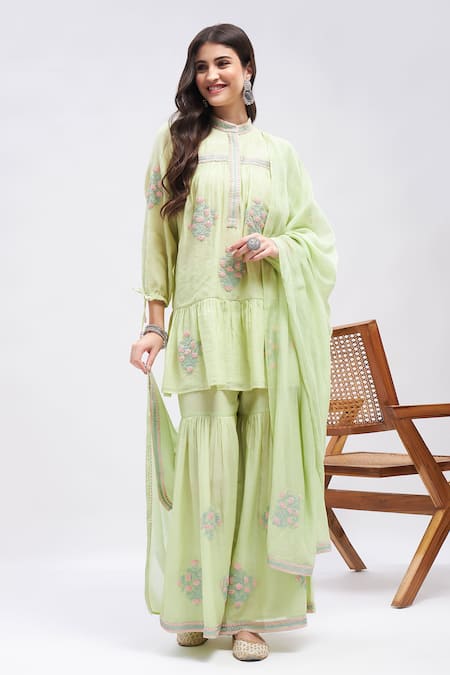 RoohbyRidhimaa Nazakat Gota Embroidered Kurta Gharara Set 