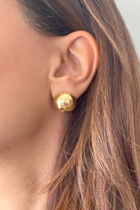 Authentic 10K Gold Nugget Round Diamond Cut Stud Earrings for Men Women -  Walmart.com