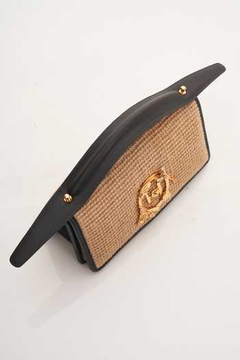 Outhouse_Black Crystals Oh V Panelled Grande Furbie Bag _Online_at_Aza_Fashions