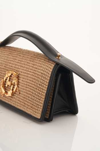Buy_Outhouse_Black Crystals Oh V Panelled Grande Furbie Bag _Online_at_Aza_Fashions