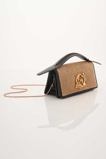 Outhouse_Black Crystals Oh V Panelled Grande Furbie Bag _at_Aza_Fashions